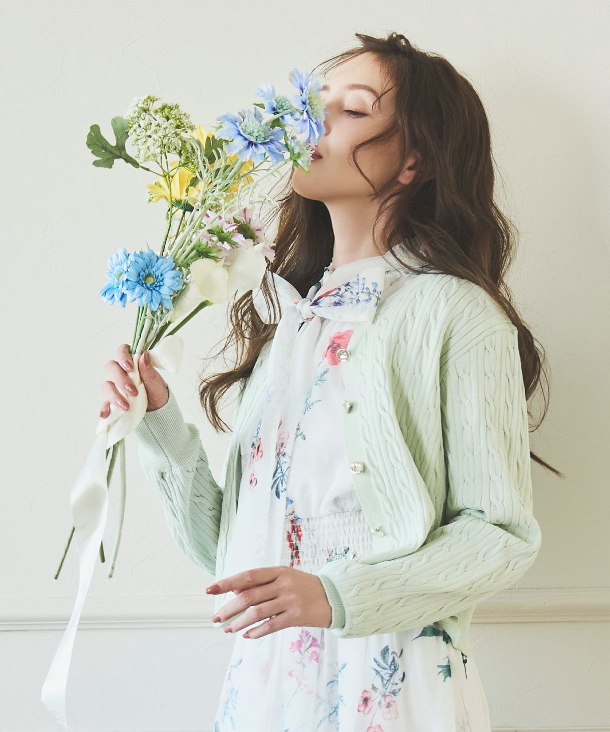 【3/6(Fri)発売】キーネックケーブルニットカーディガン