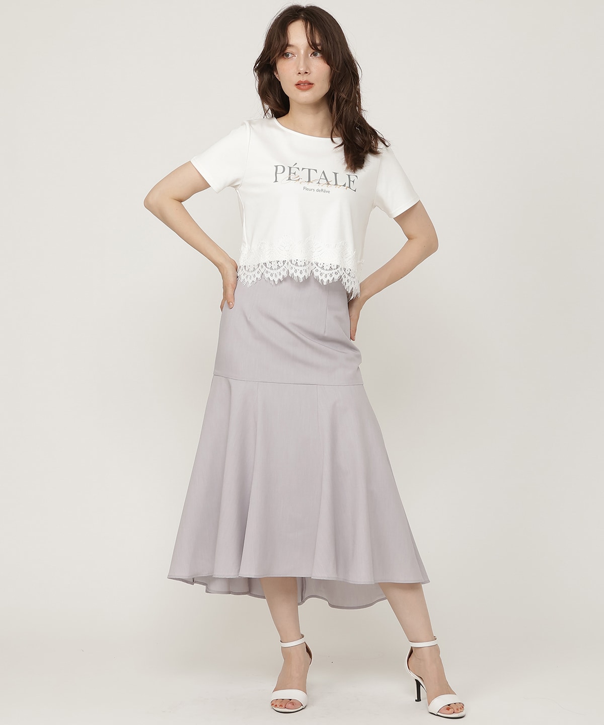 すそレースロゴプリントTシャツ