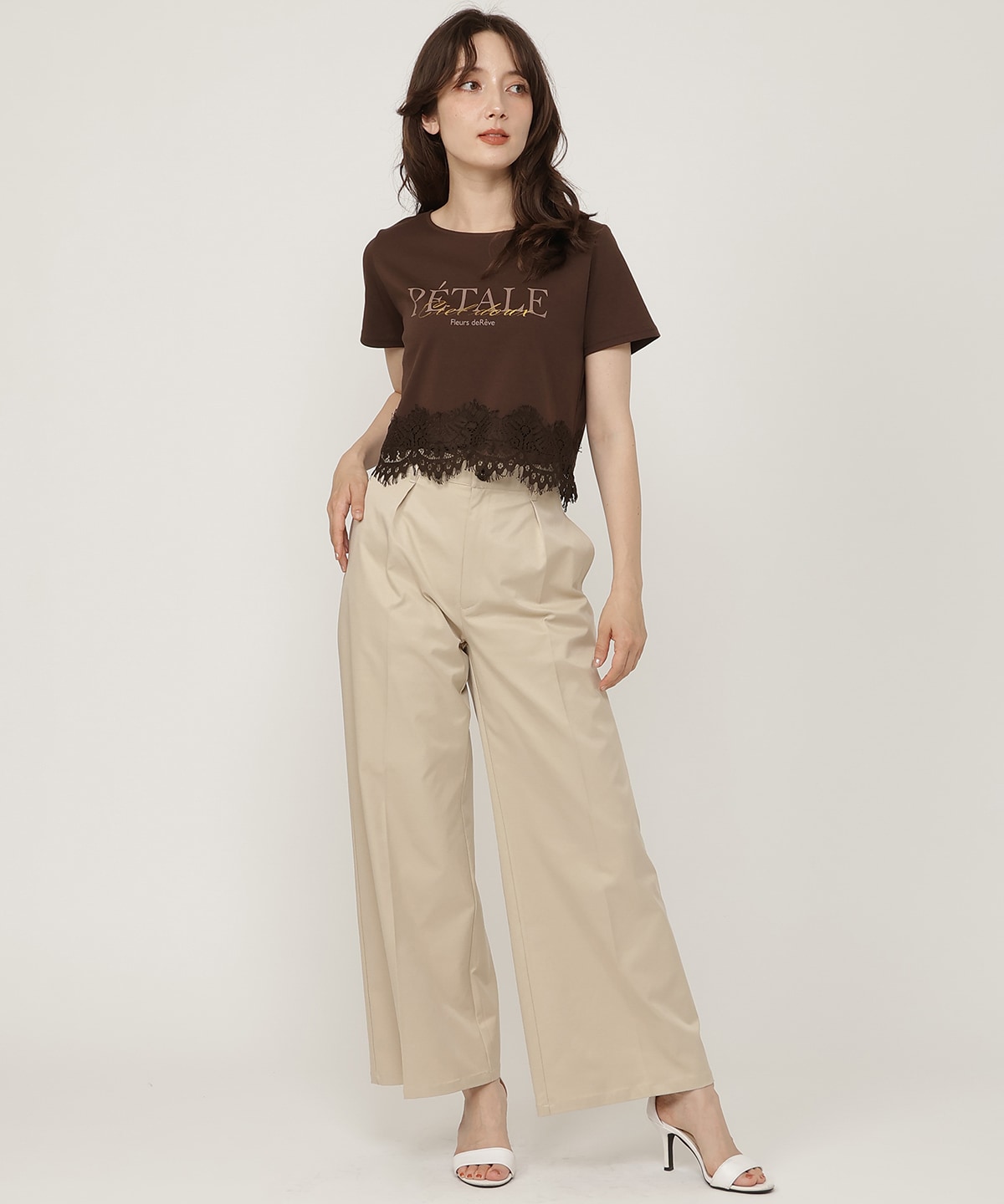 すそレースロゴプリントTシャツ