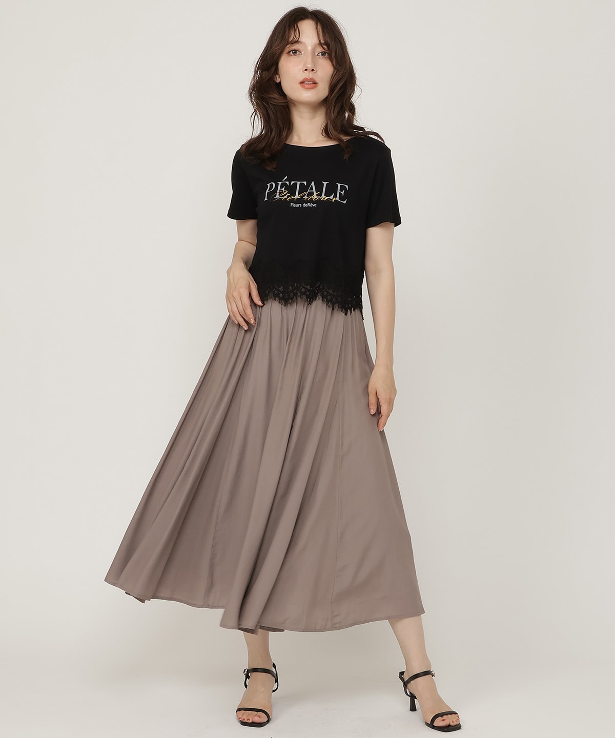 すそレースロゴプリントTシャツ