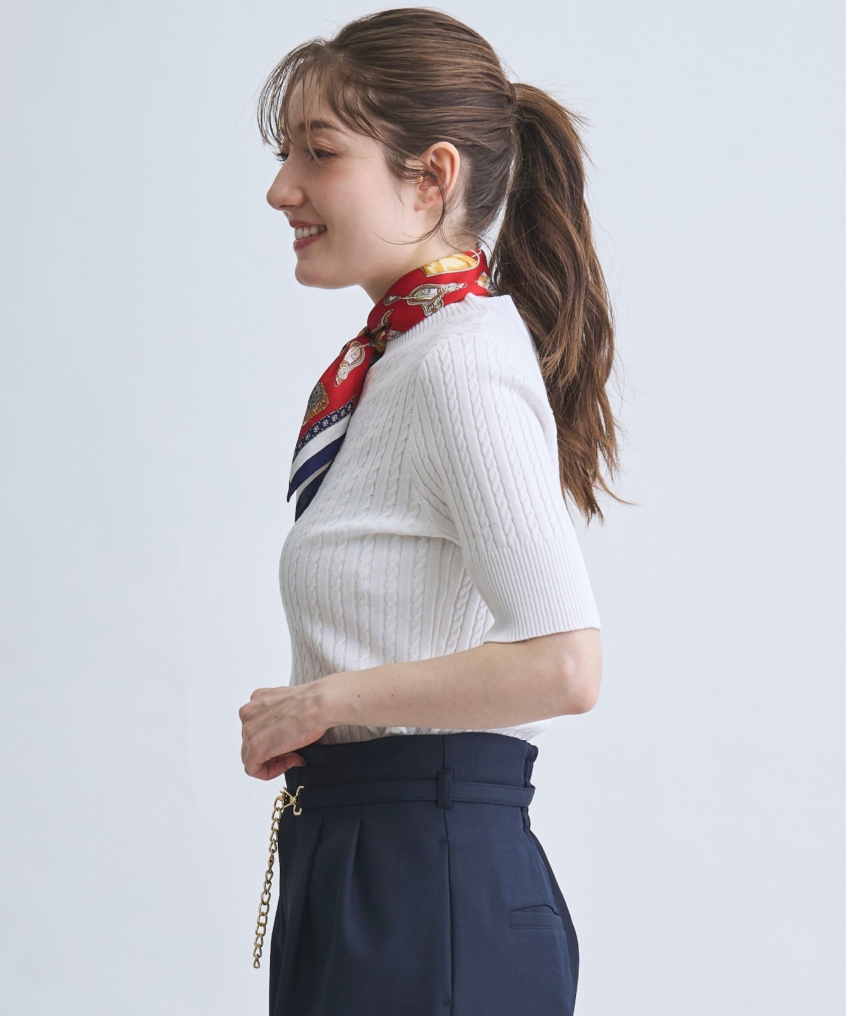 【4/10(Fri)発売】刺しゅう入りケーブニットプルオーバー