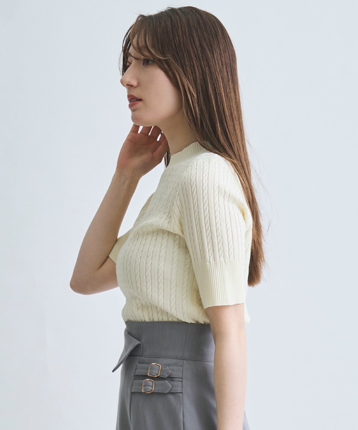 【4/10(Fri)発売】刺しゅう入りケーブニットプルオーバー