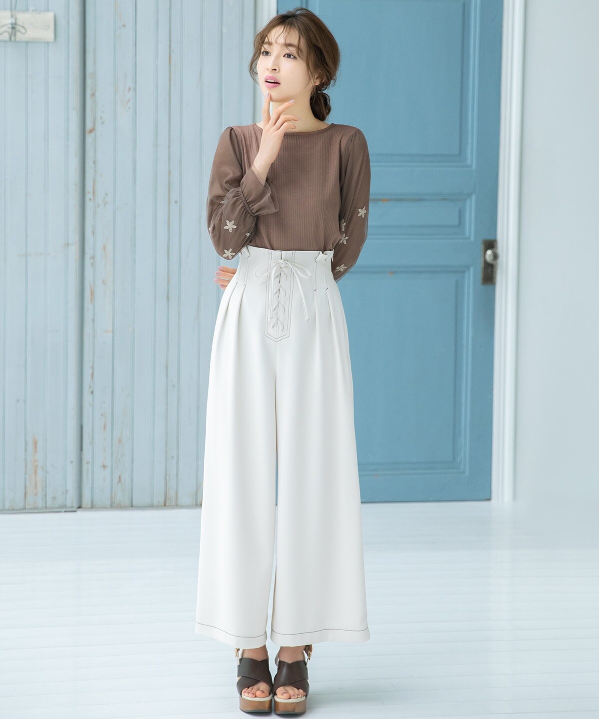 ジョーゼットワイドパンツ S エクリュ Willselection 公式オンラインショップ バーンデストローズ