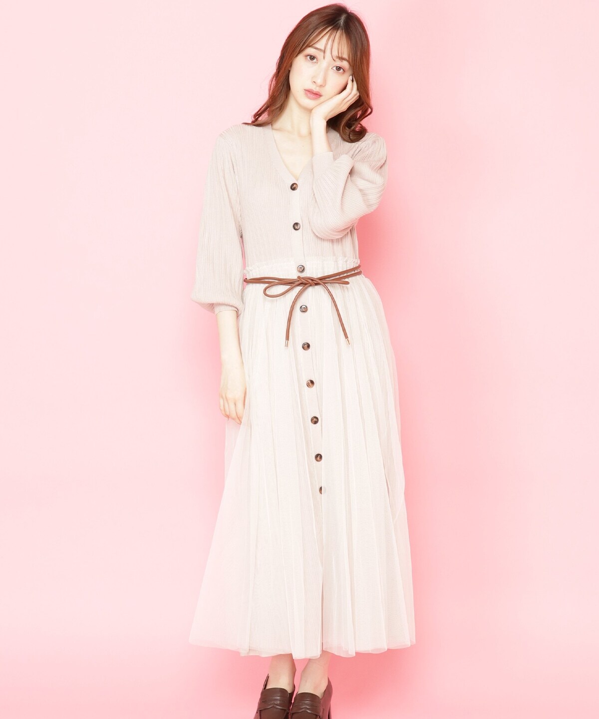 チュールオーバーワンピース M ベージュ Willselection 公式オンラインショップ バーンデストローズ