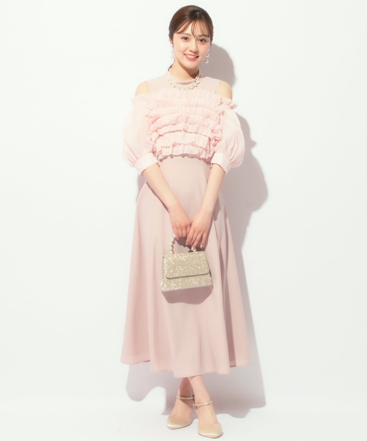 オフショル袖ボリュームドレス