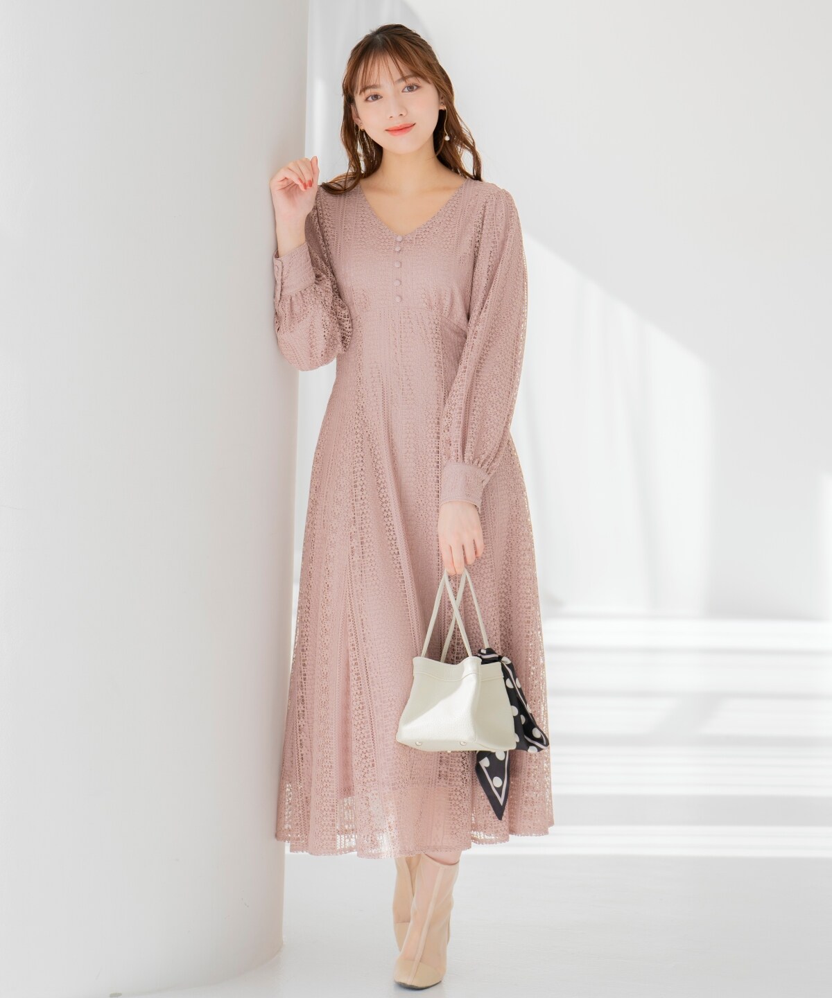 LOULOU WILLOUGHBY】レースフレアワンピース