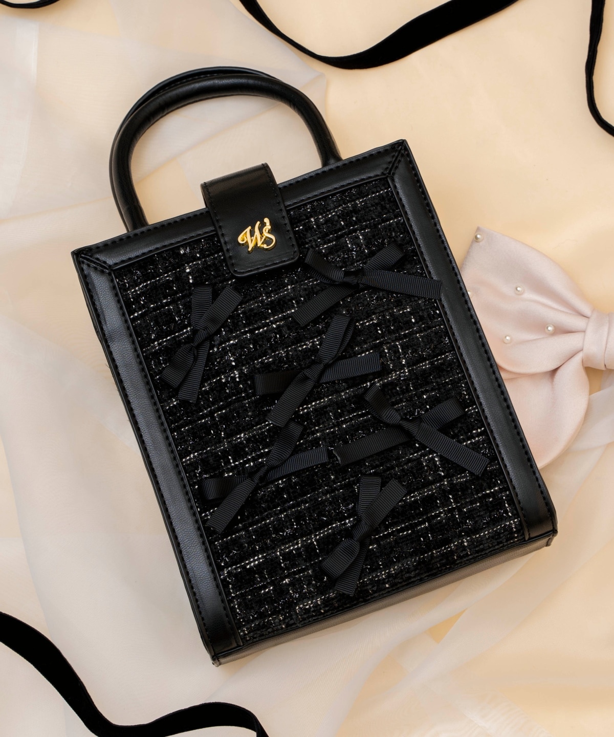 2wayツイードリボンバッグ