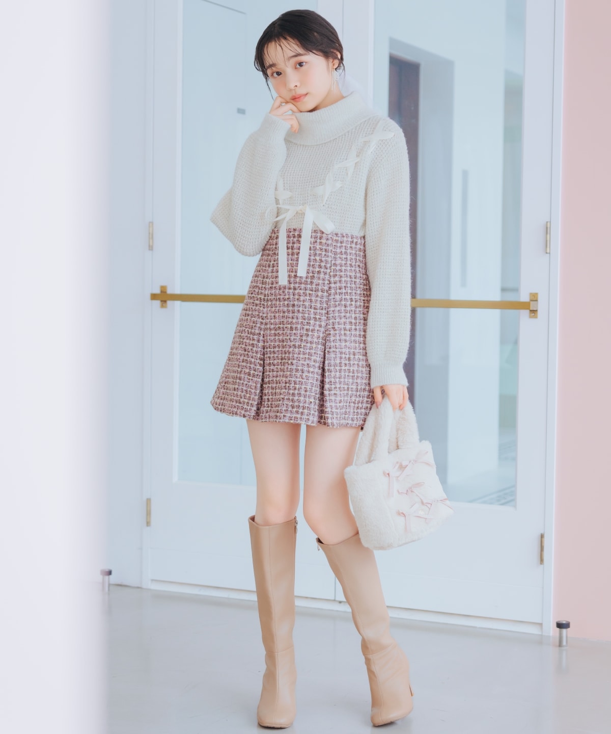 ラメツイードミニスカート