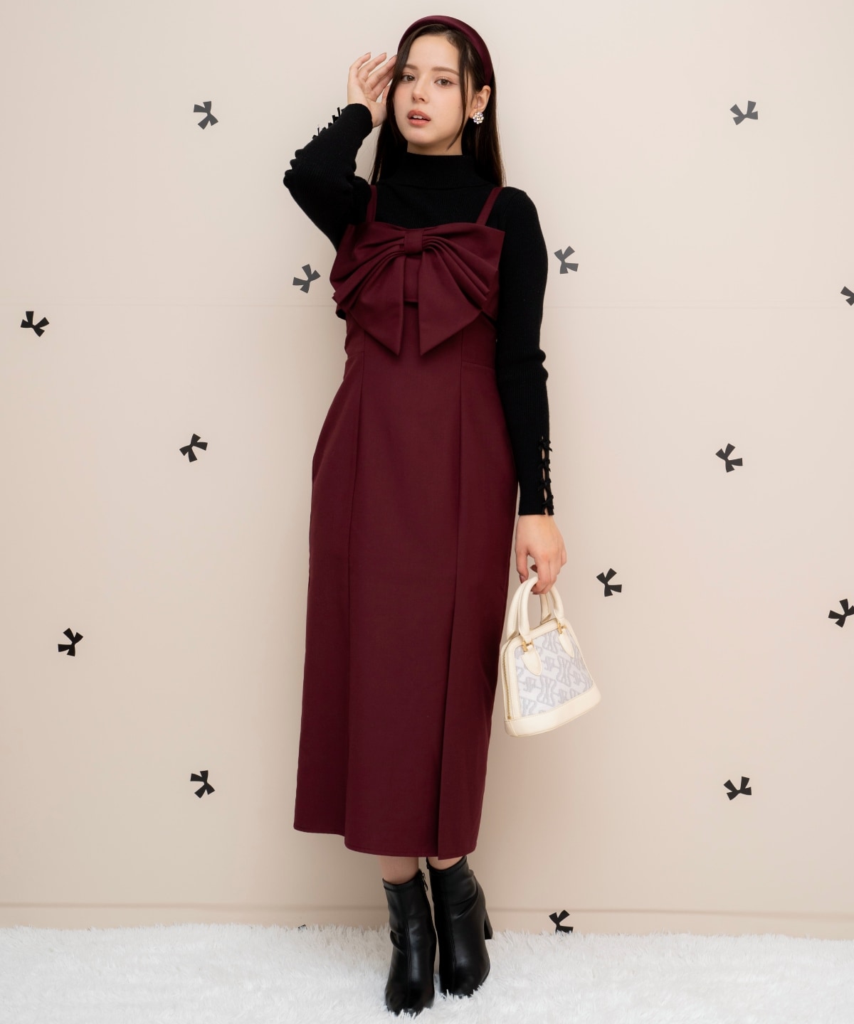 ドレープリボンIラインワンピース