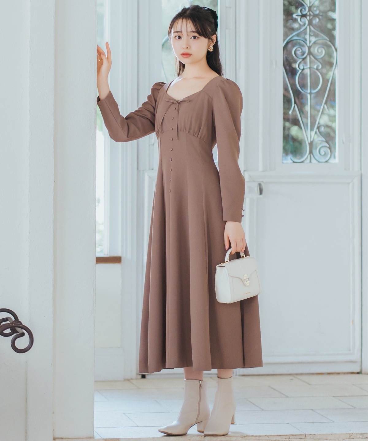 フロントボタンワンピース