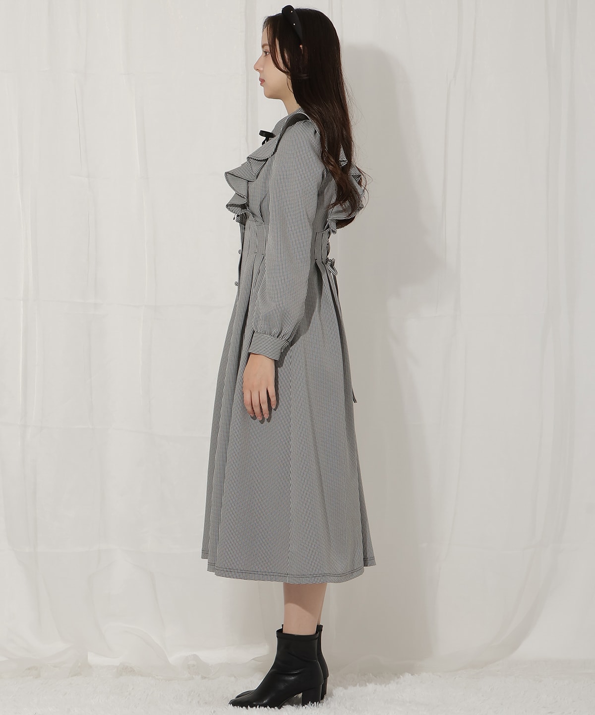 ラッフルフリルタックウエストシャツワンピース