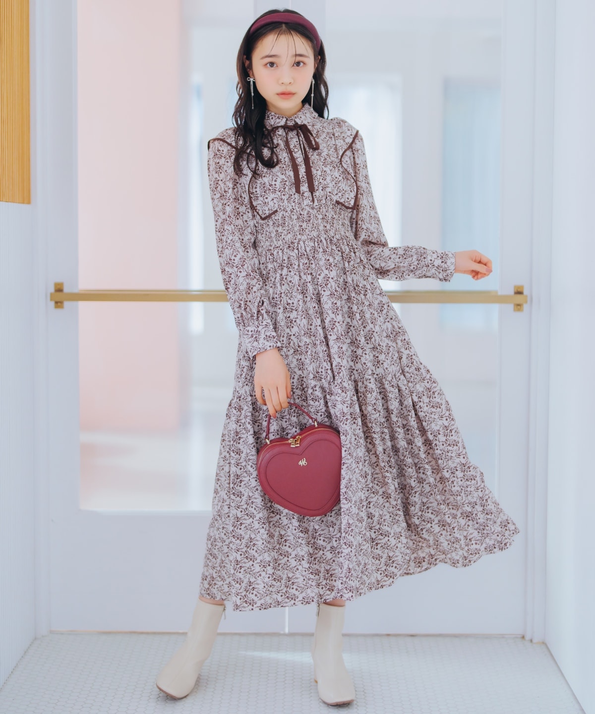 ティアード切り替えパイピングフリルワンピース