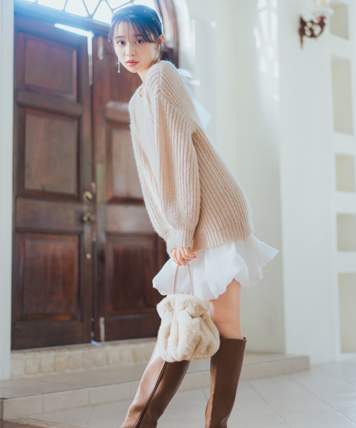 ニットプルオーバー×バルーンスカートセット