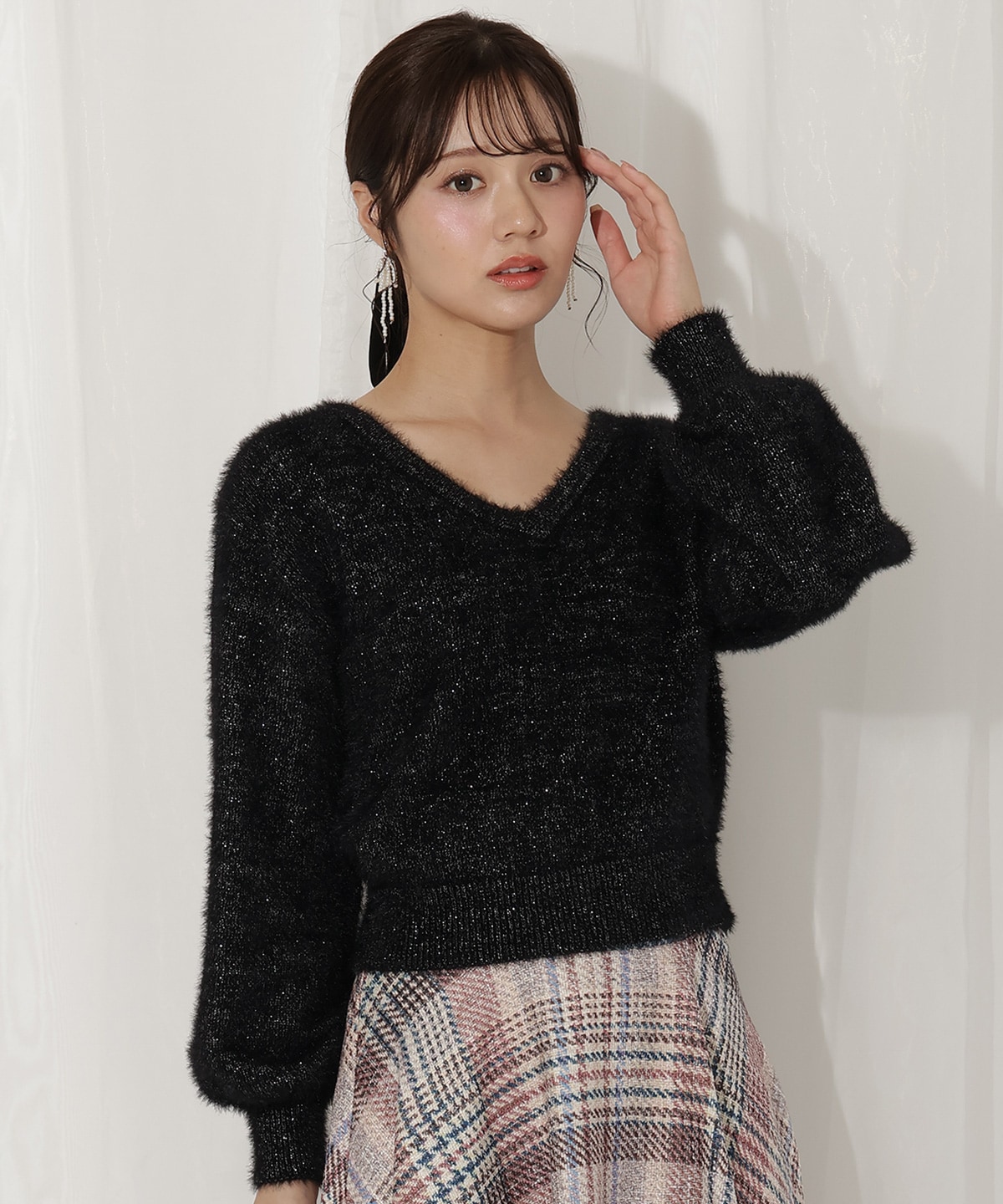 ラメフェザー2WAYニット