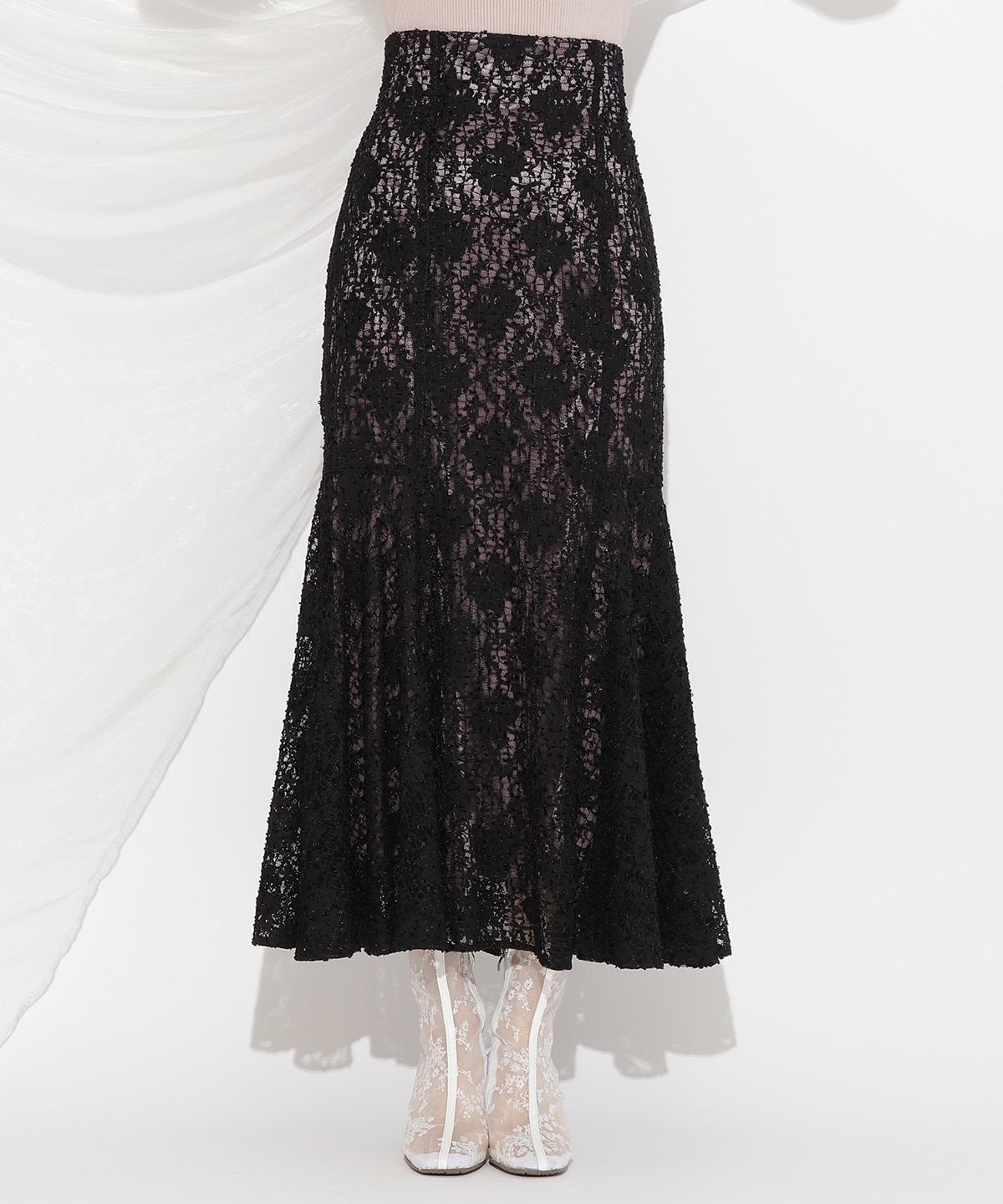 スパンコールレースマーメイドスカート