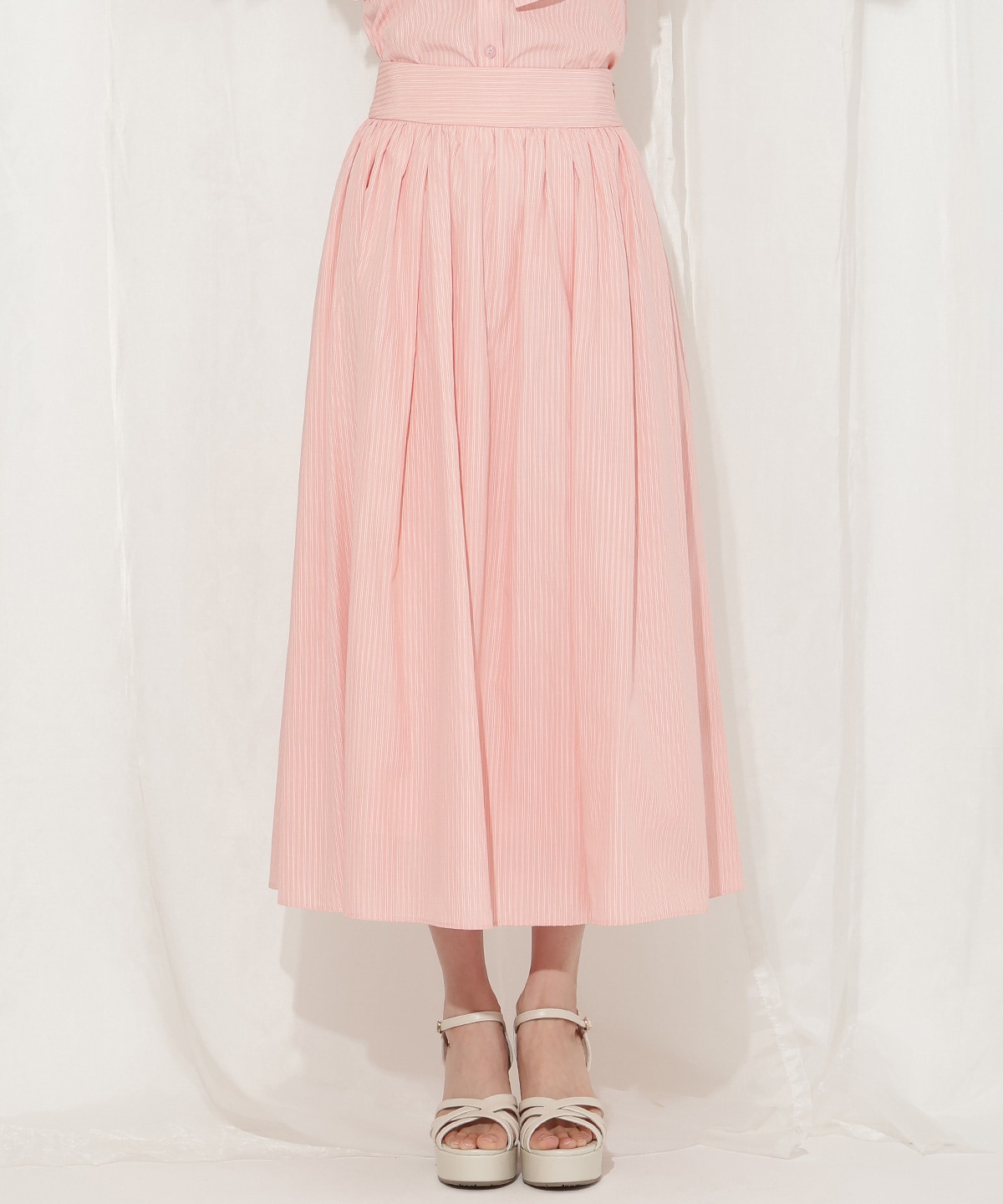 バックレースアップストライプスカート