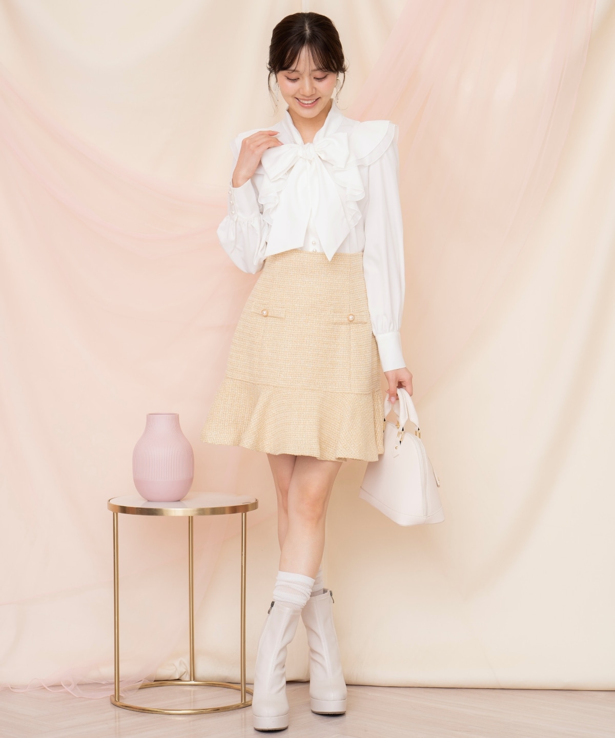 ラメツイードフレアミニスカート