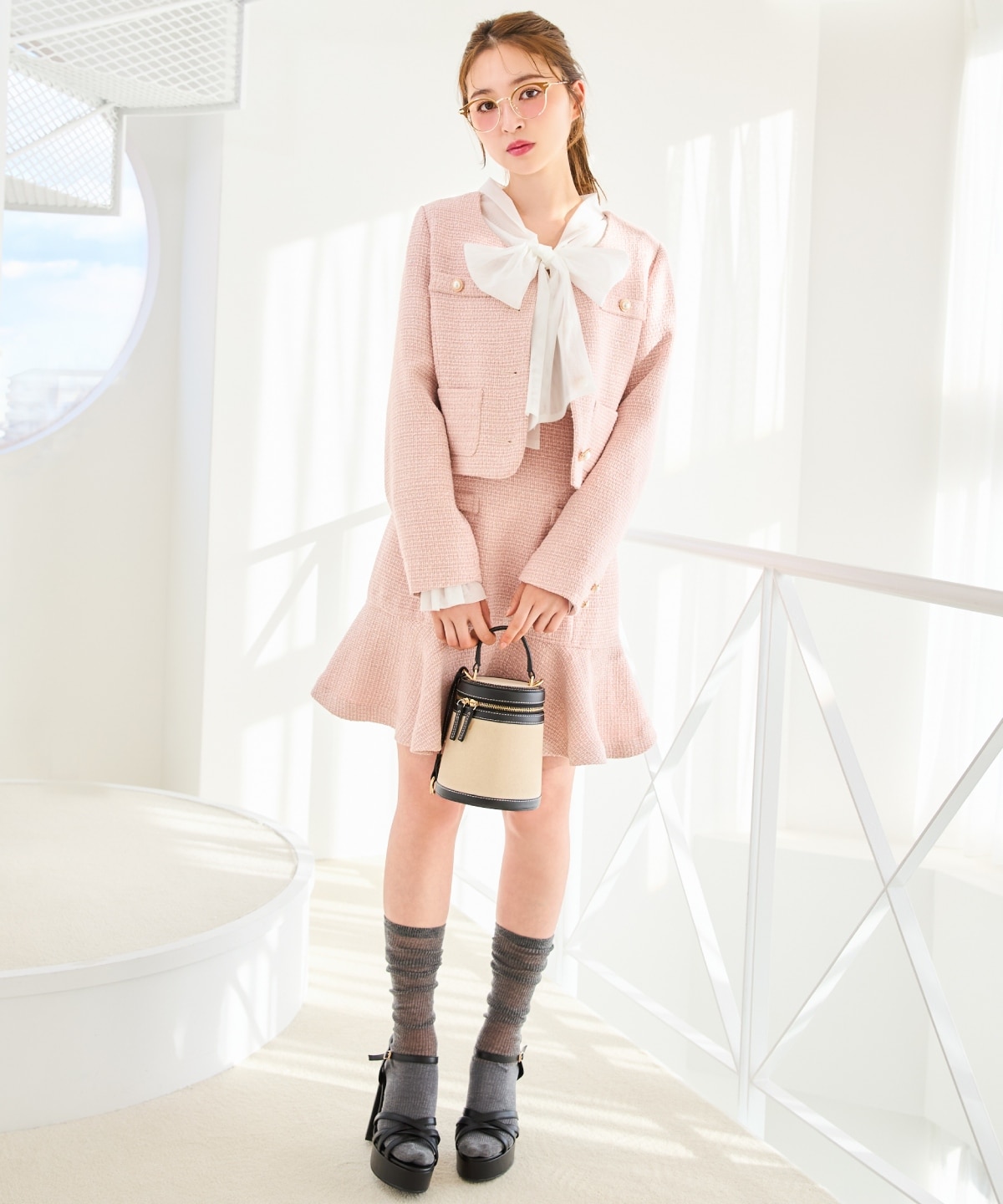 ラメツイードフレアミニスカート