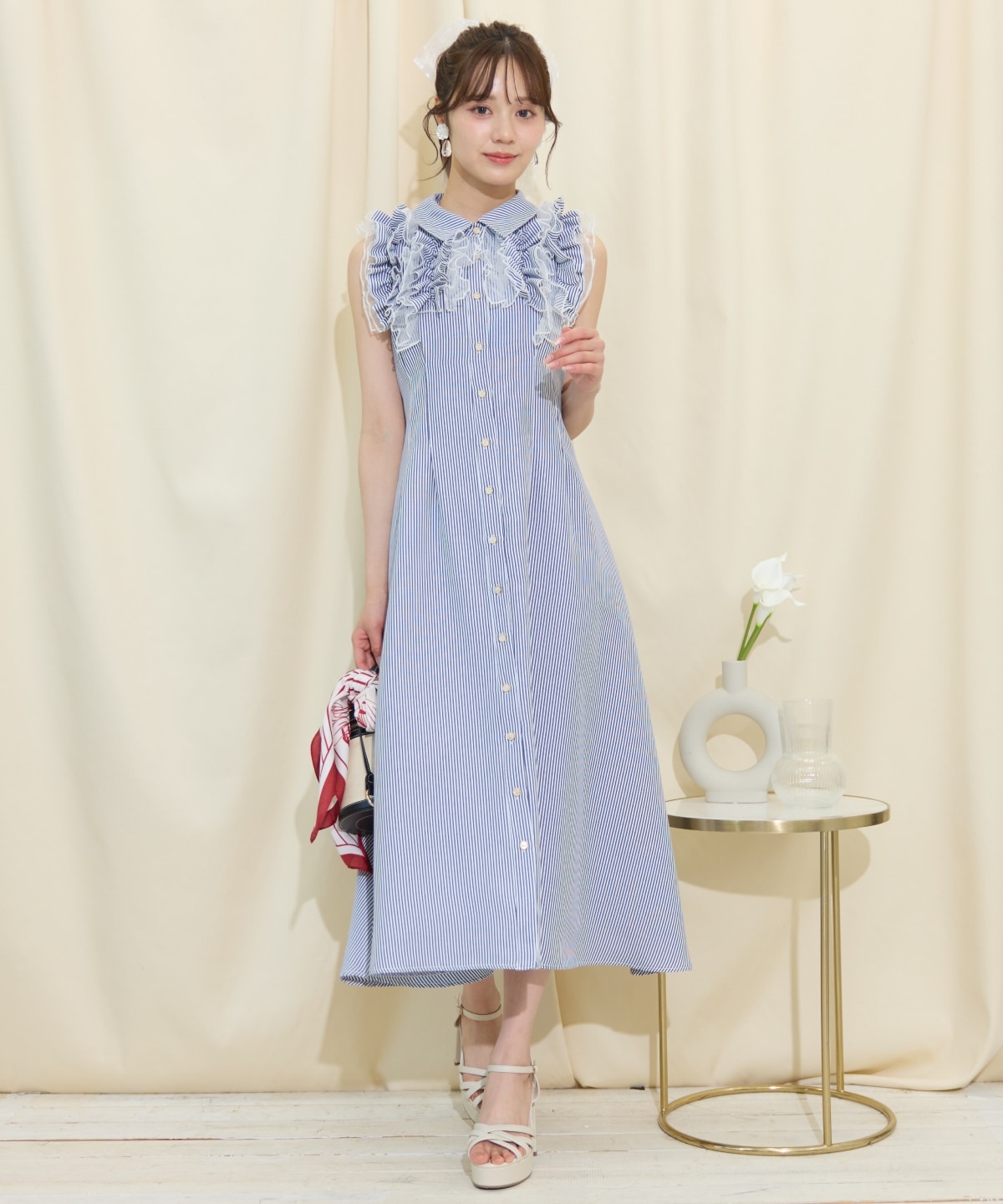 チュールフリルワンピース