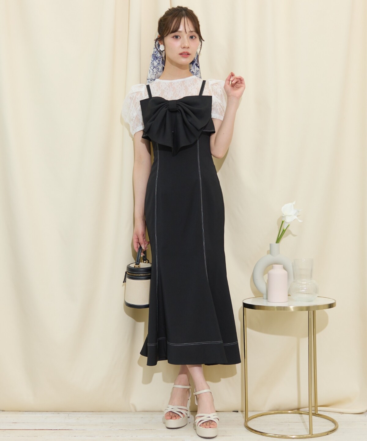 ドレープリボンマーメイドジャンスカ