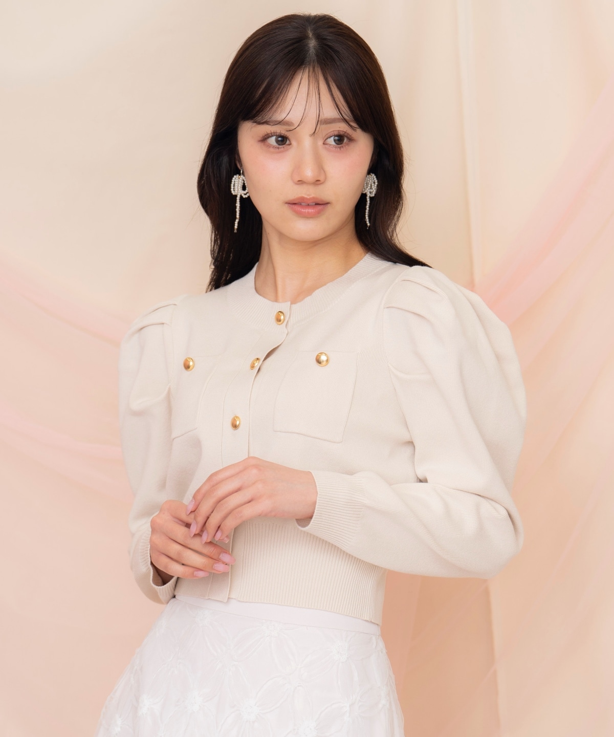 ポケットデザインタックスリーブカーディガン