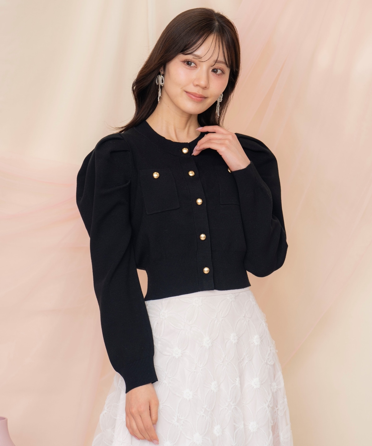 ポケットデザインタックスリーブカーディガン