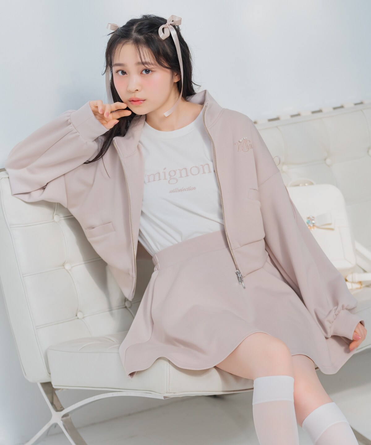 ロゴ刺繍リボントラックジャケット