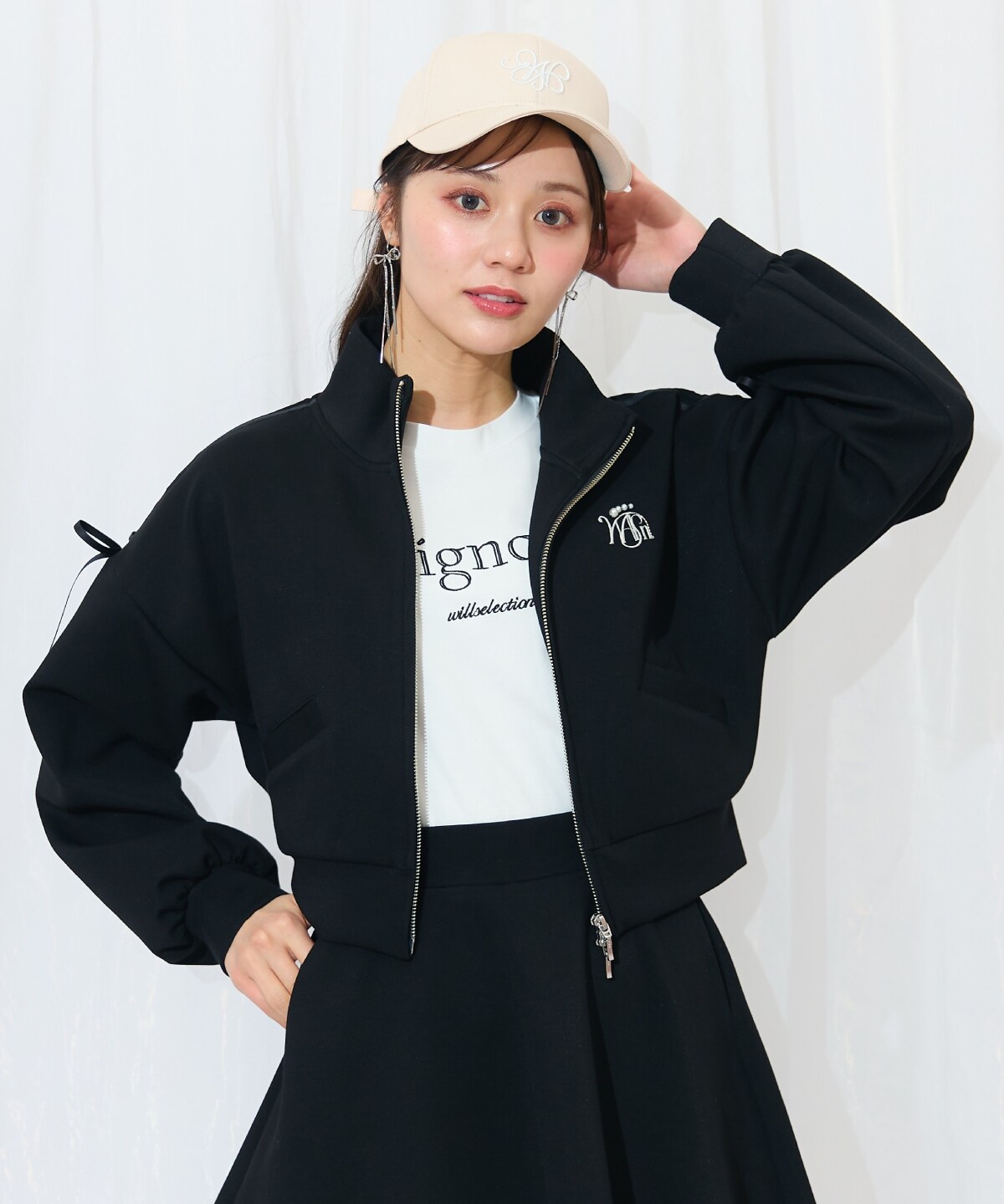 ロゴ刺繍リボントラックジャケット