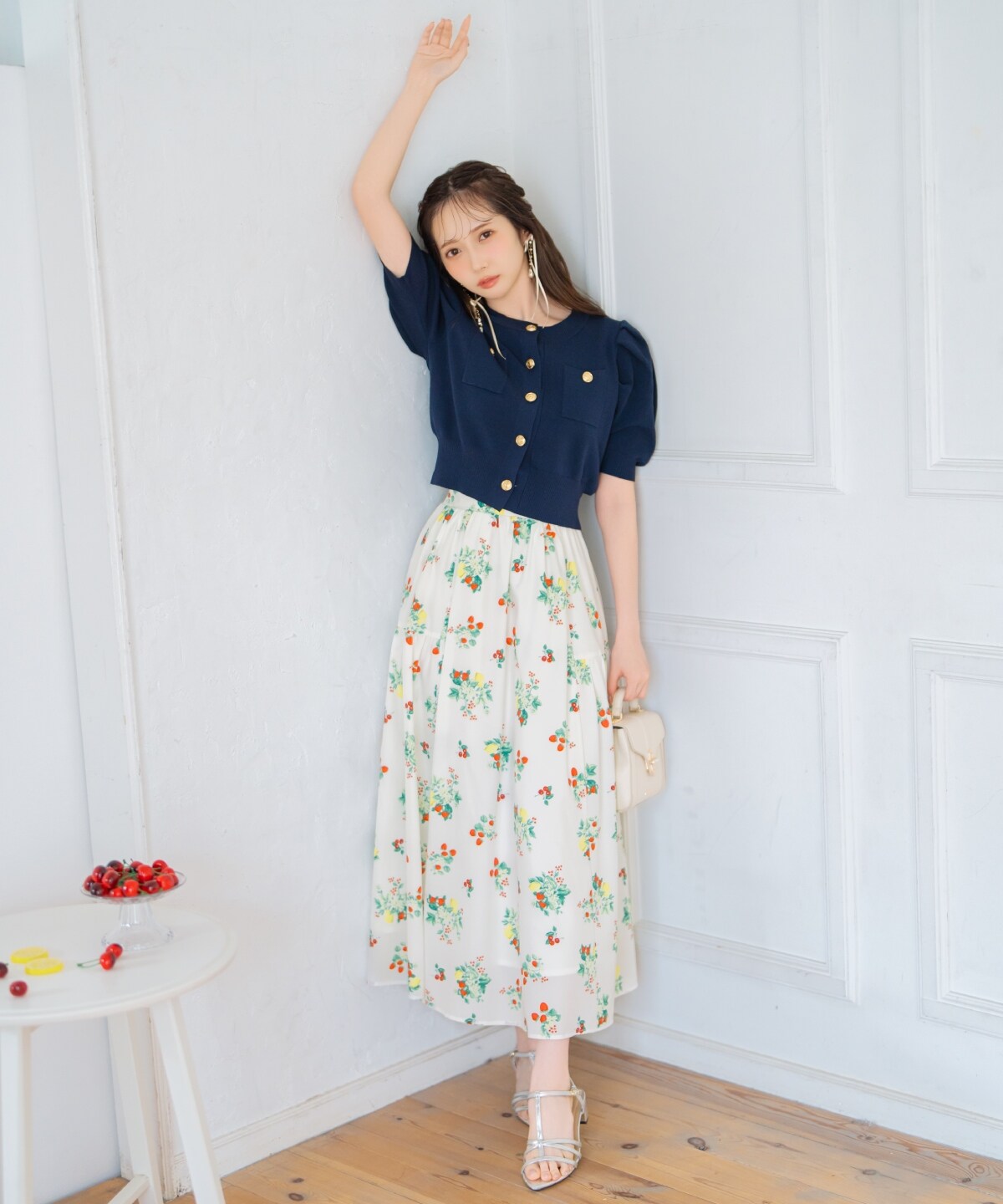 ポケットデザインパフカーディガン