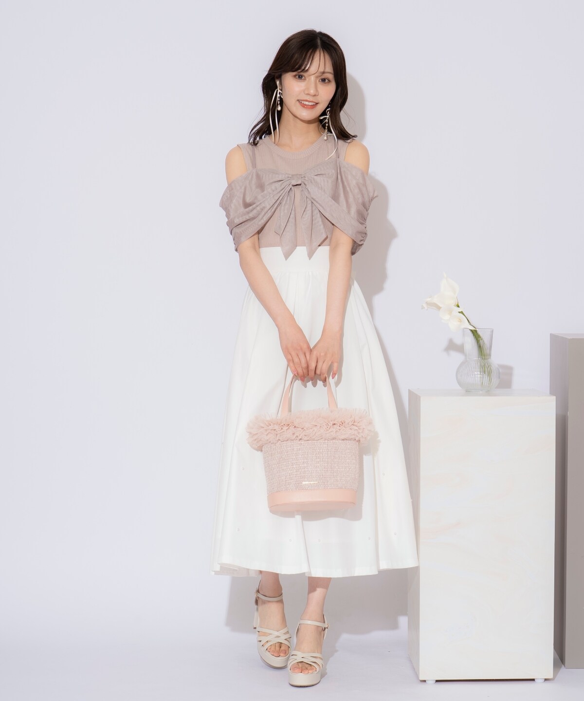 リボンレイヤードカットトップス