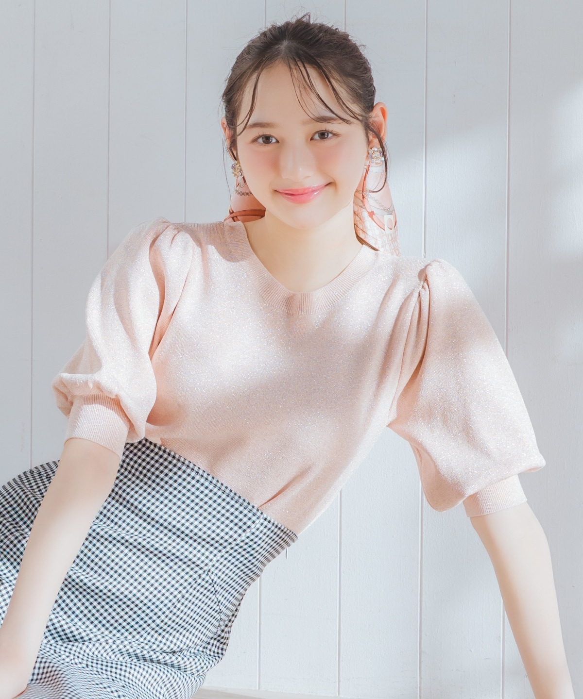 2WAYリボンラメニットプルオーバー