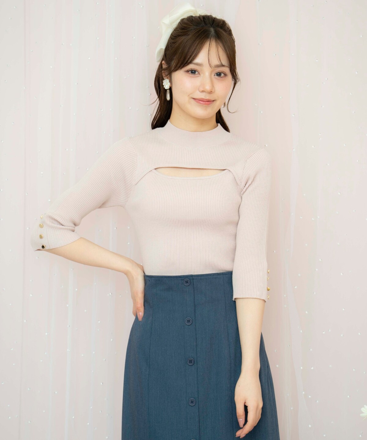 デコルテオープンハイネックプルオーバー