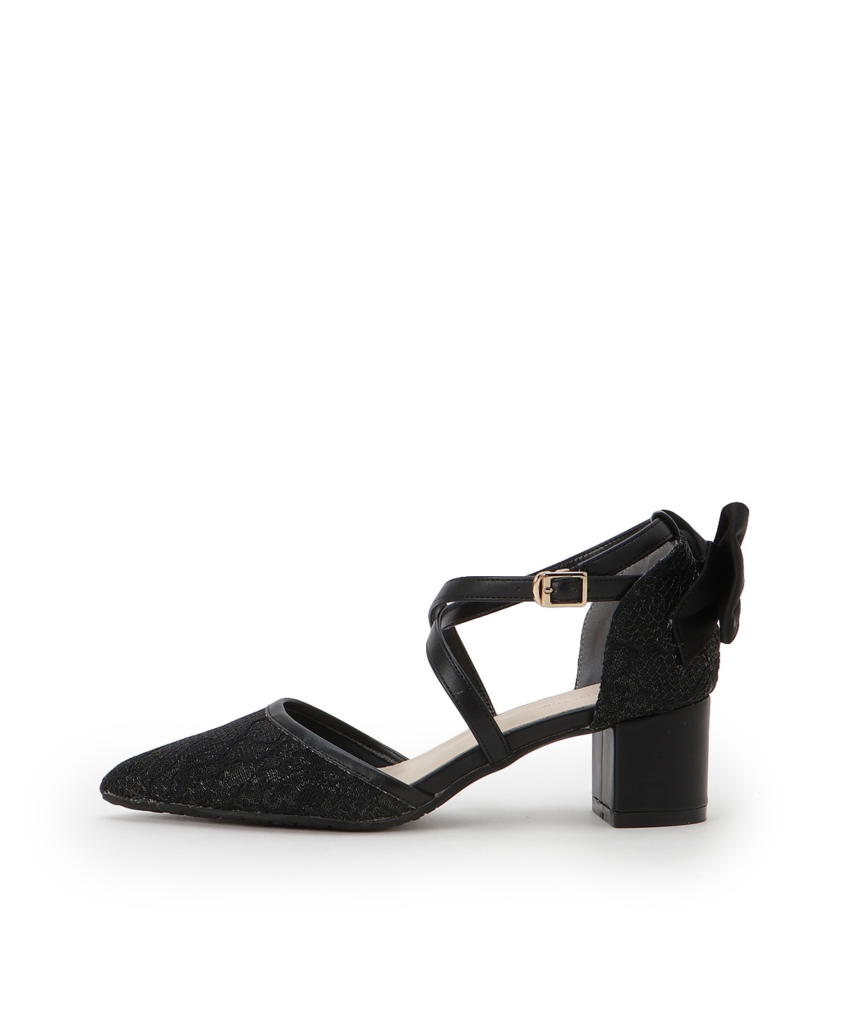 バックリボンレースパンプス