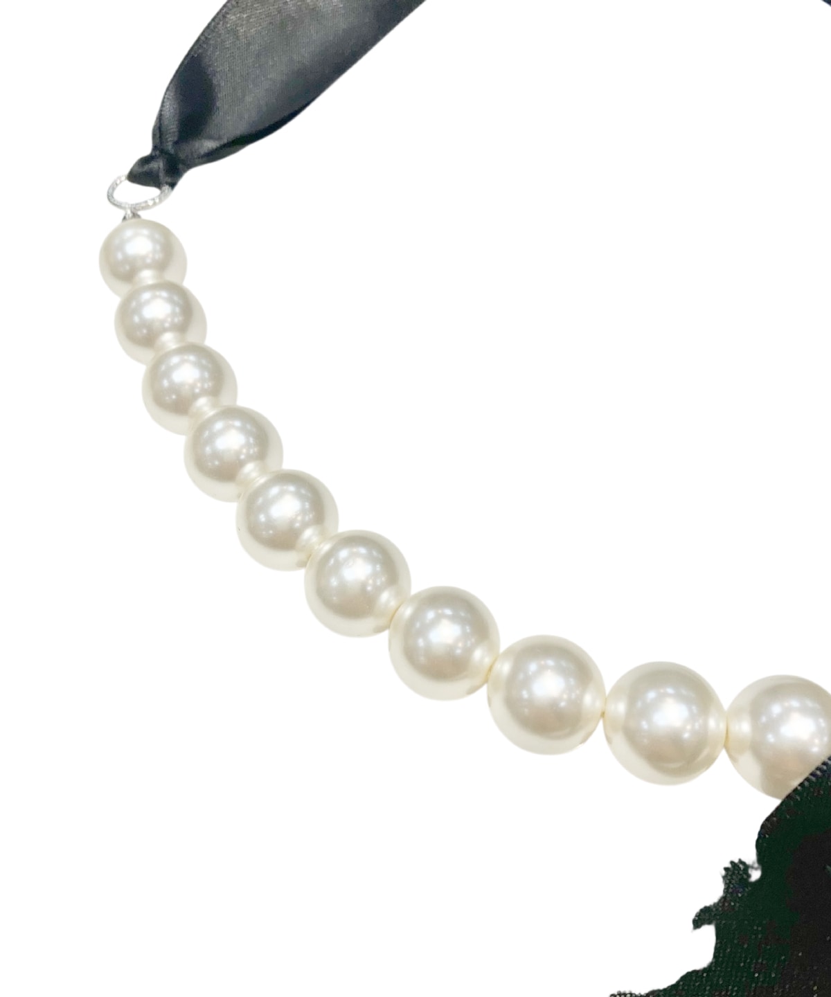 サイドリボンパールネックレス