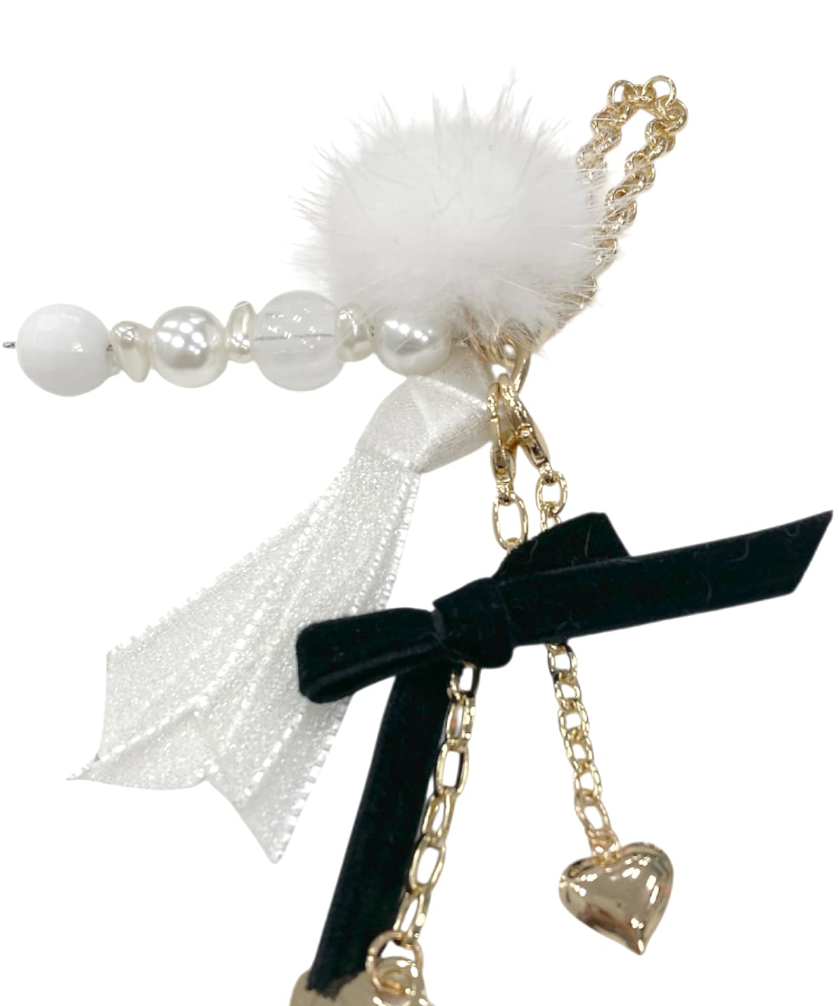 ファー付きベロアリボンチャーム