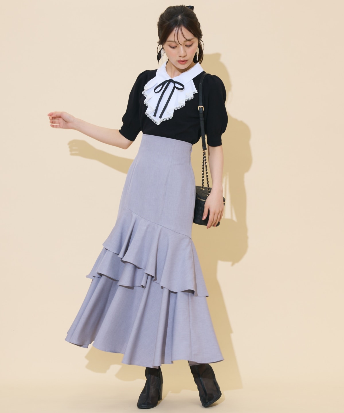 アシメレイヤードハイウエストスカート