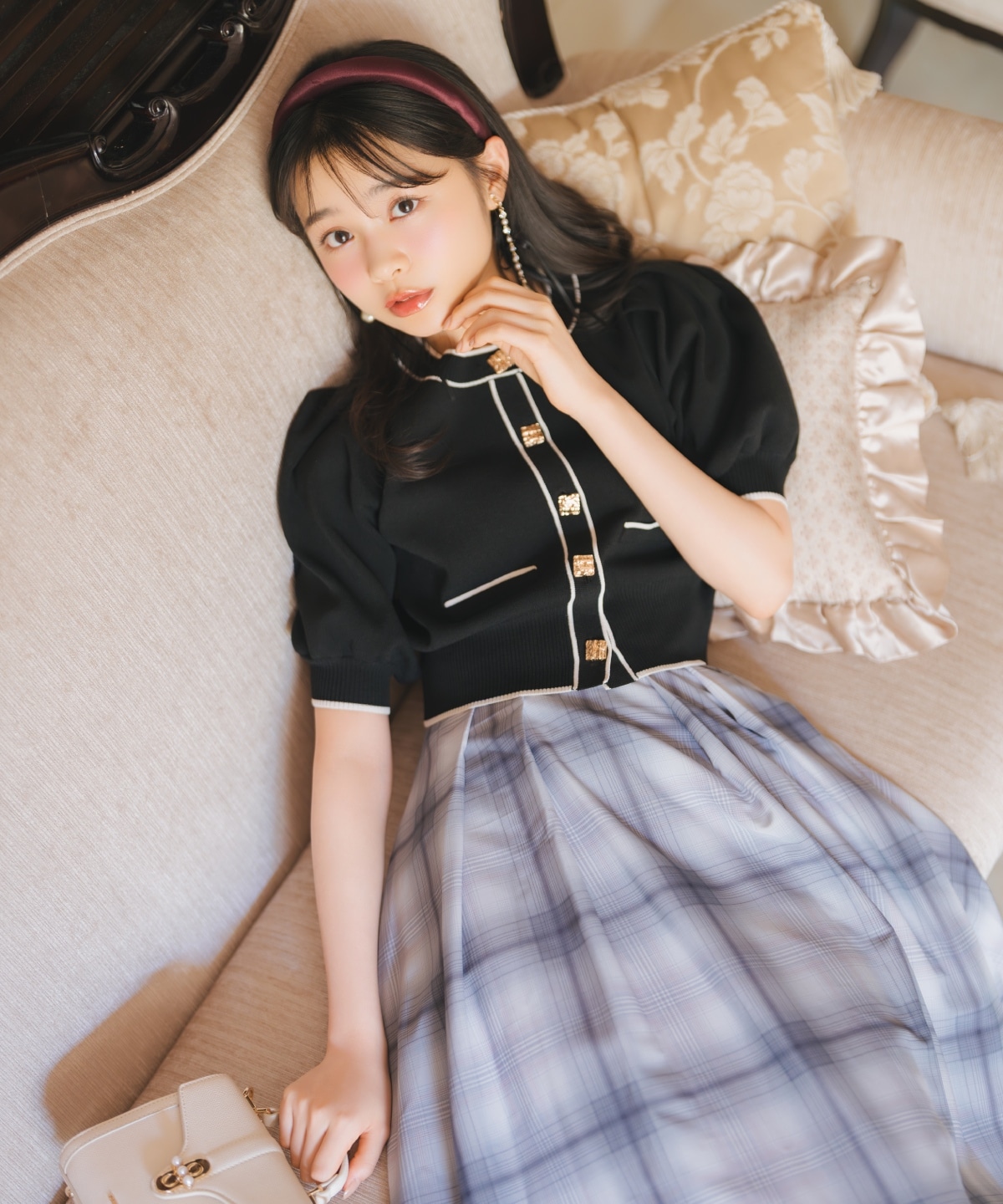 オリジナルチェックタックフレアスカート