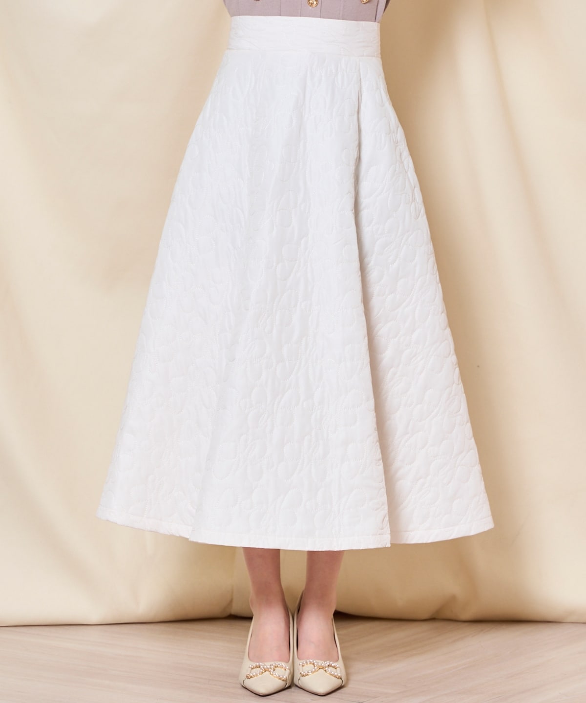 キルティングボリュームフレアスカート