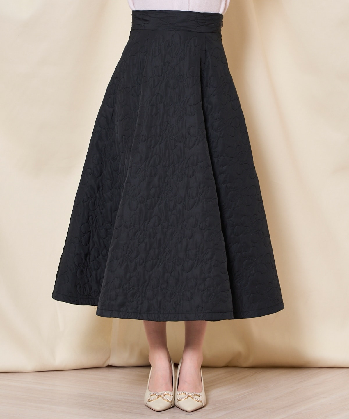 キルティングボリュームフレアスカート