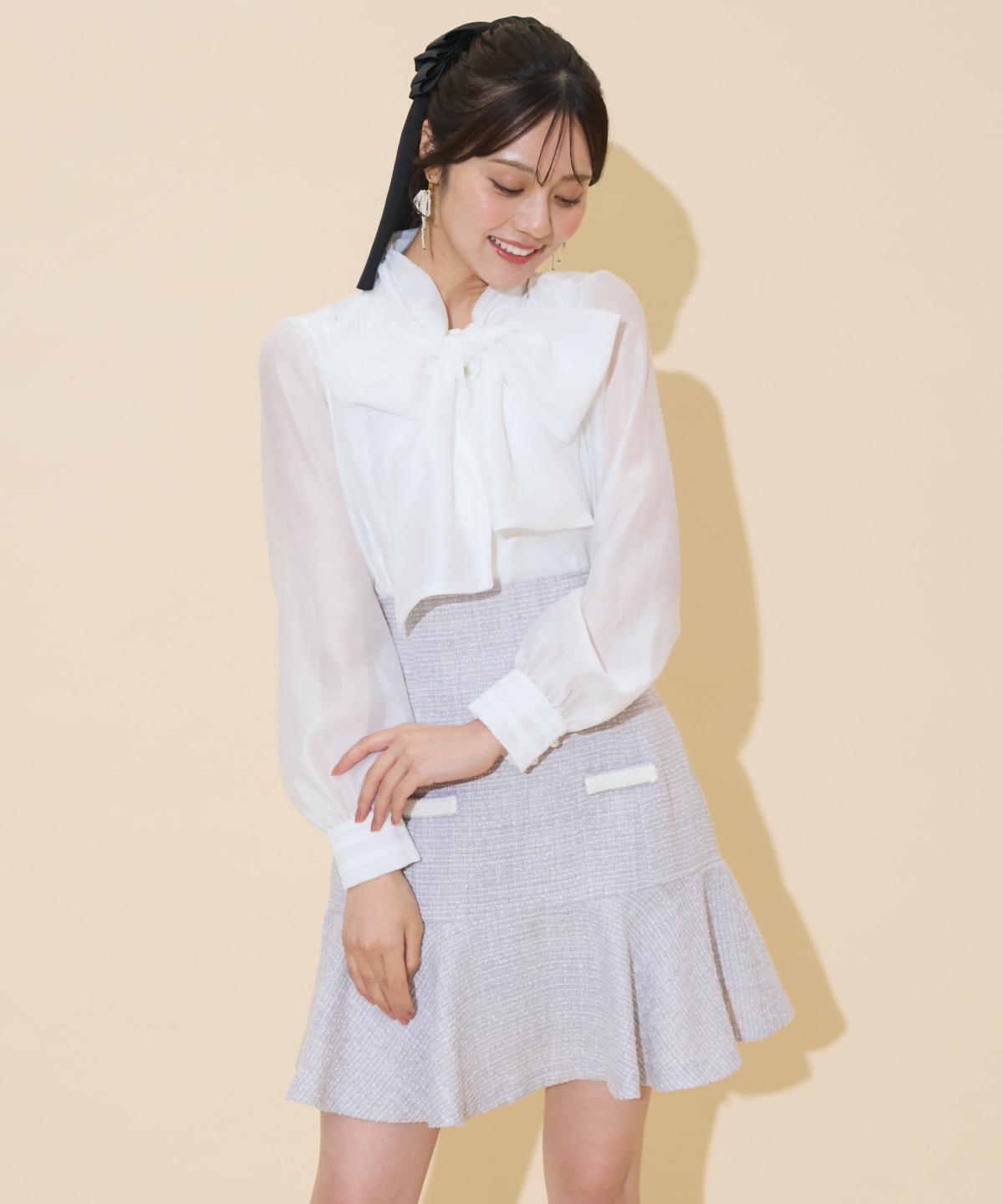 ブレードデザインツイードミニスカート