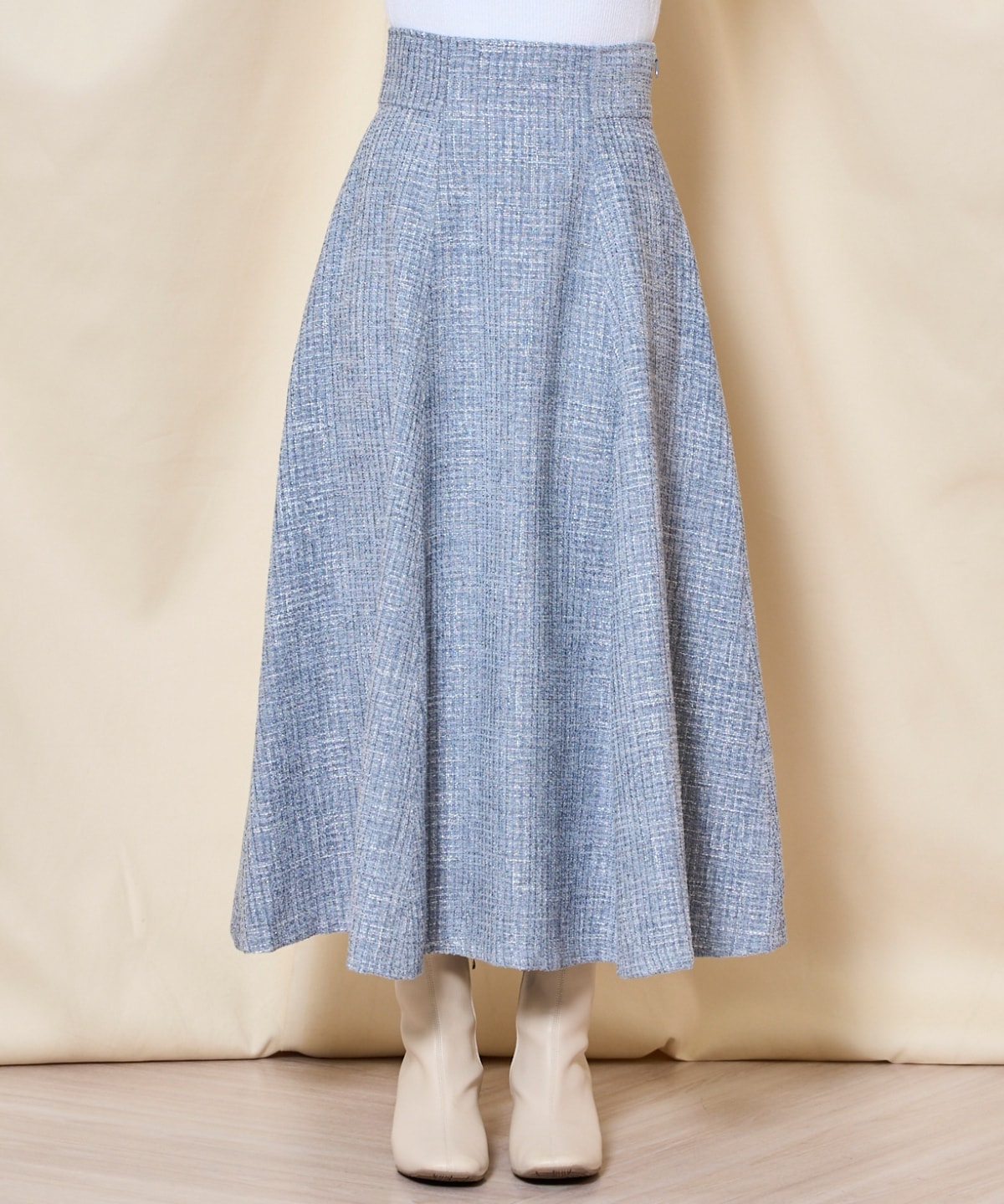 【ツイードセットアップシリーズ】ツイードフレアスカート