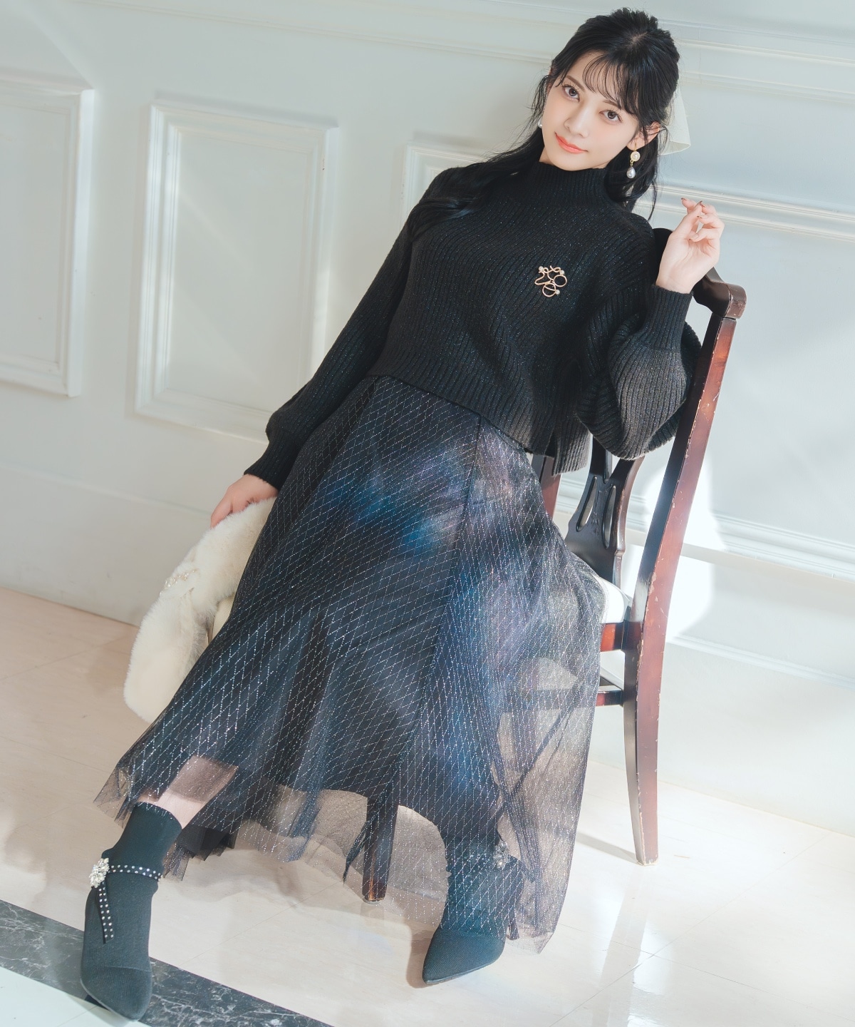 【12/5(fri)10時発売】ラメチュールボリュームスカート