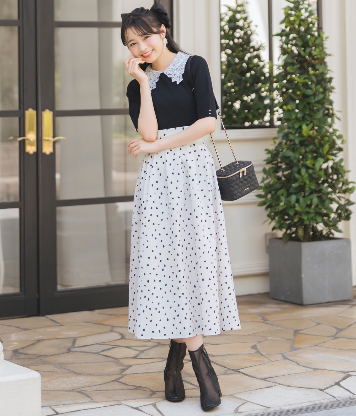 ダルメシアンプリントボリュームタックスカート