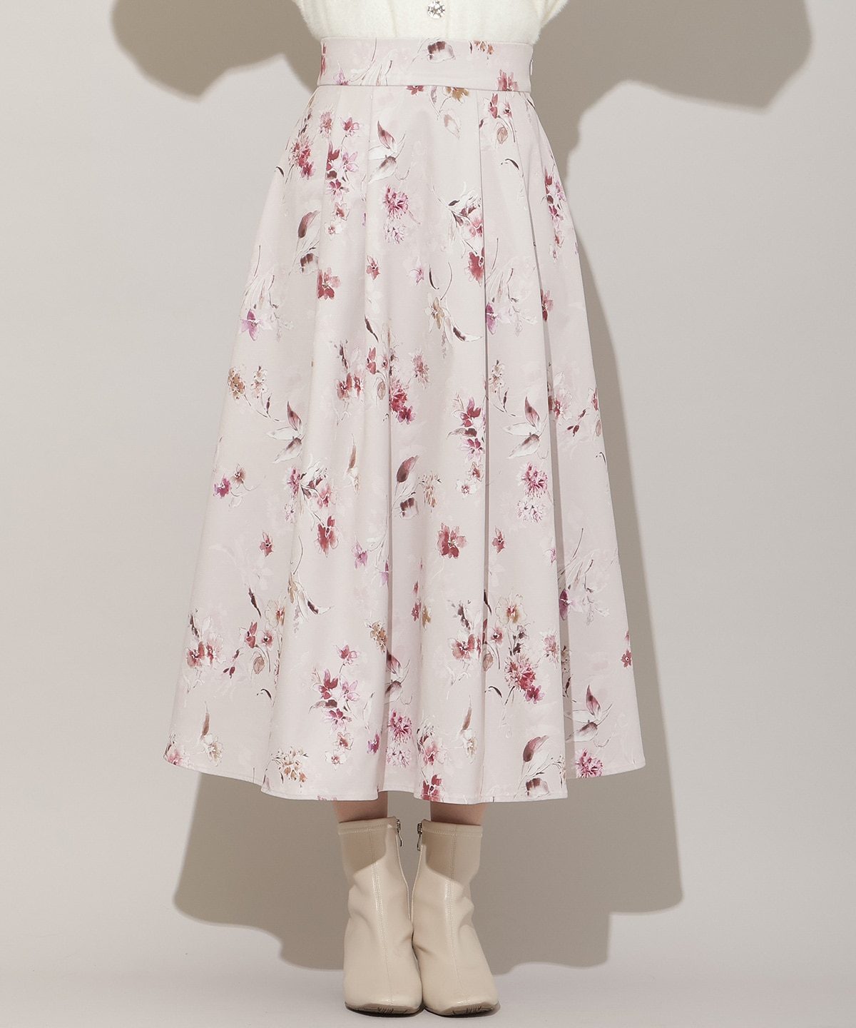 フラワープリントボリュームタックスカート