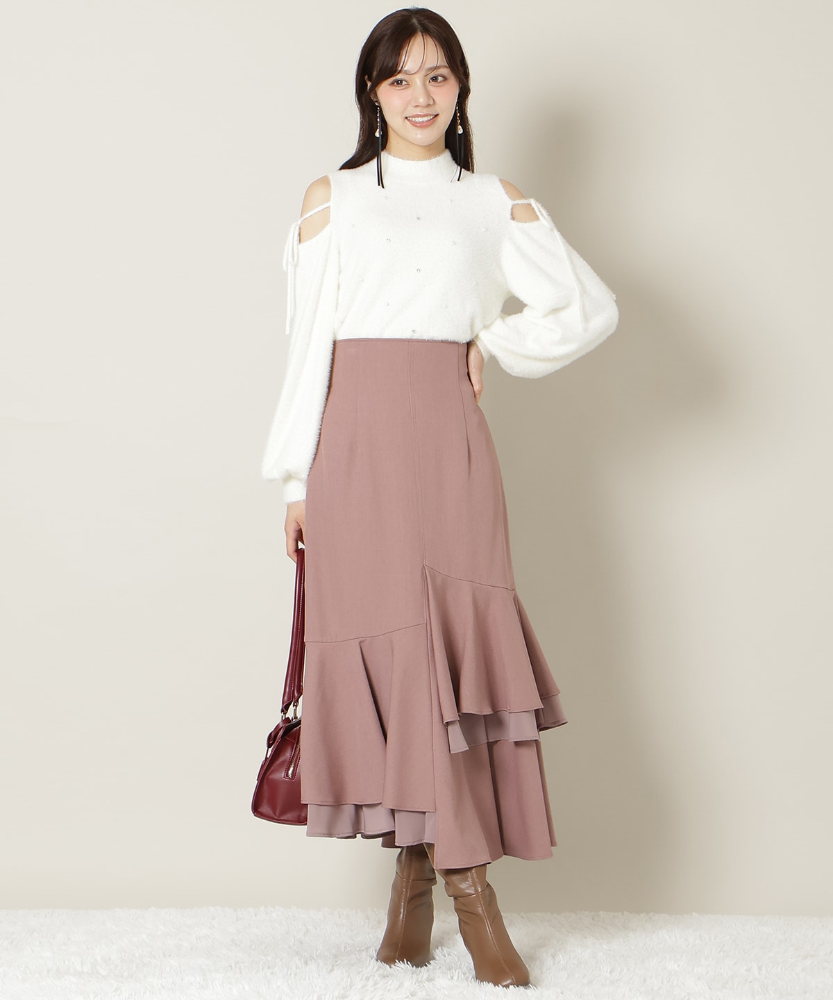 アシンメトリーレイヤードヘムスカート