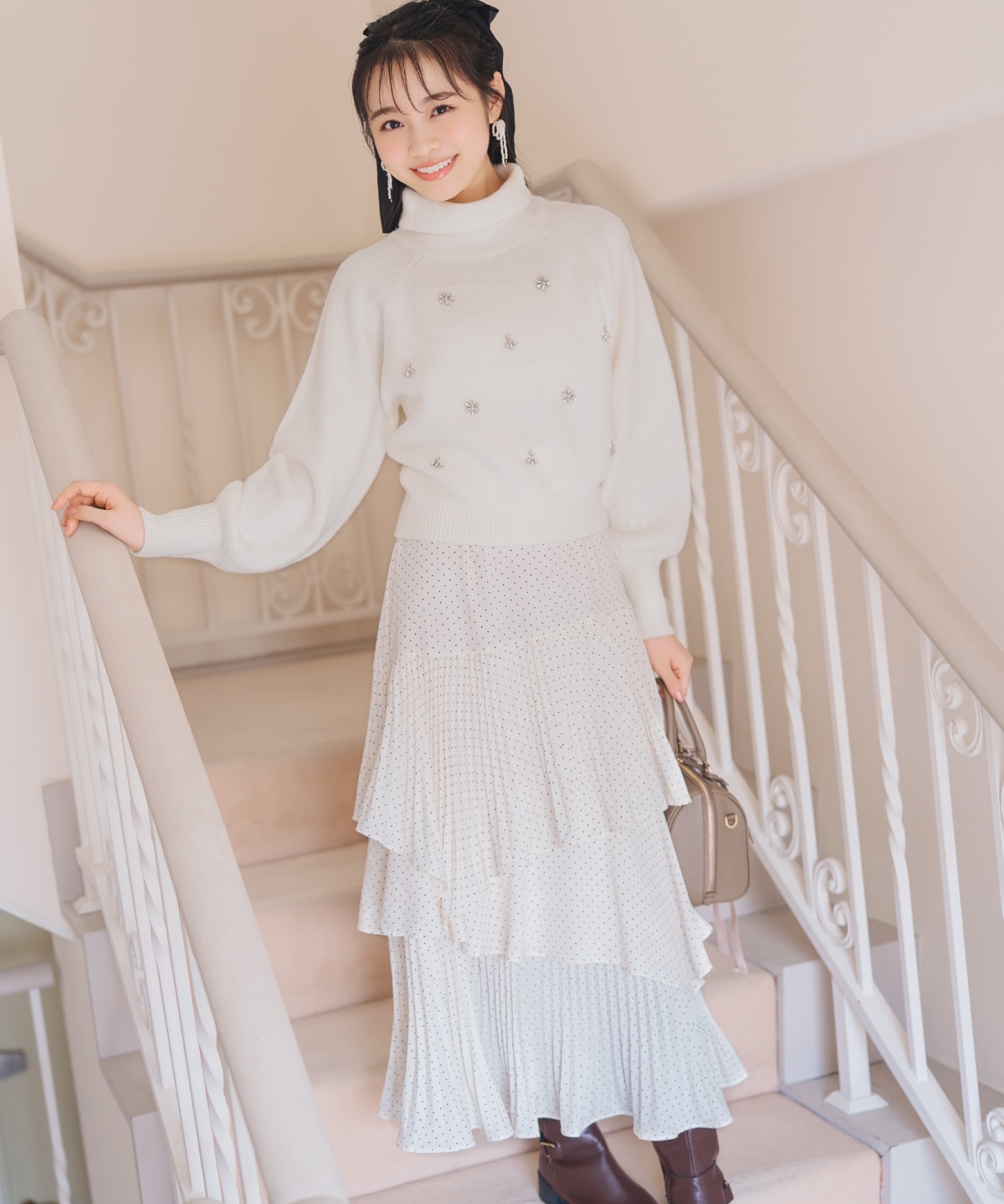 プリーツシフォンティアードスカート