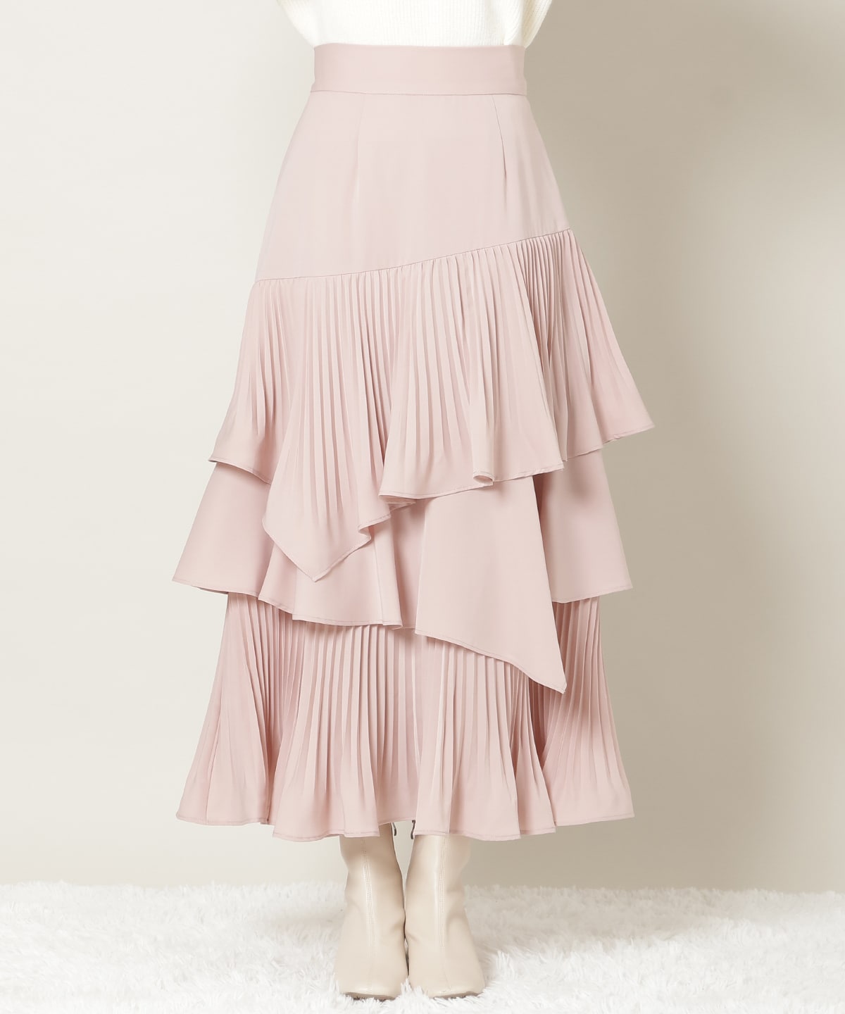 プリーツシフォンティアードスカート