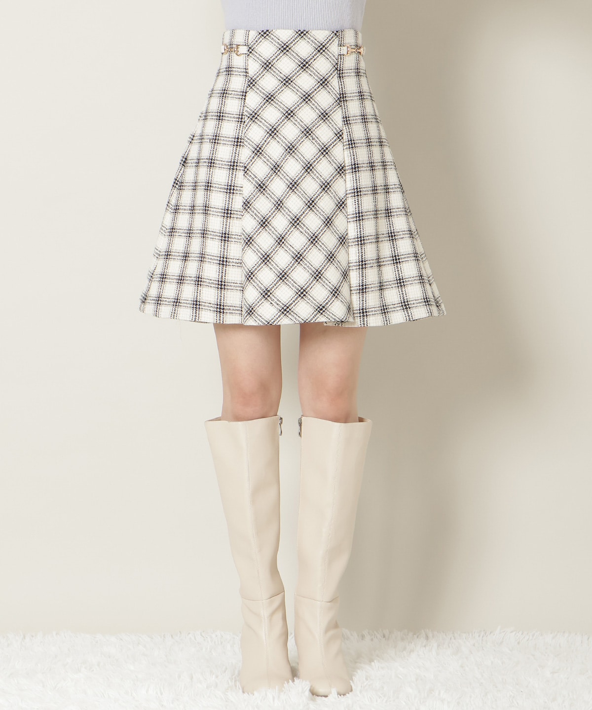 ビットデザインツイードミニスカート