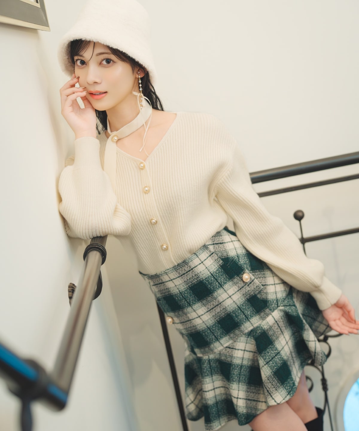 ヘムフレアツイードミニスカート