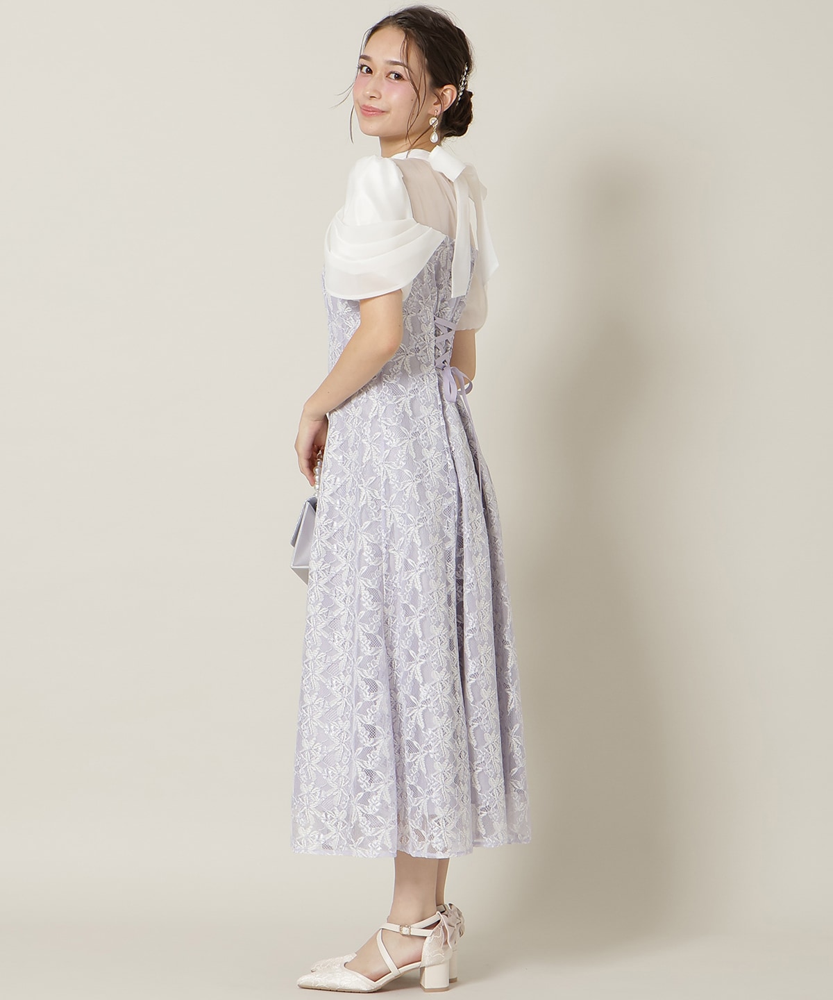 【再入荷予約受付中】シアーベールレースワンピース